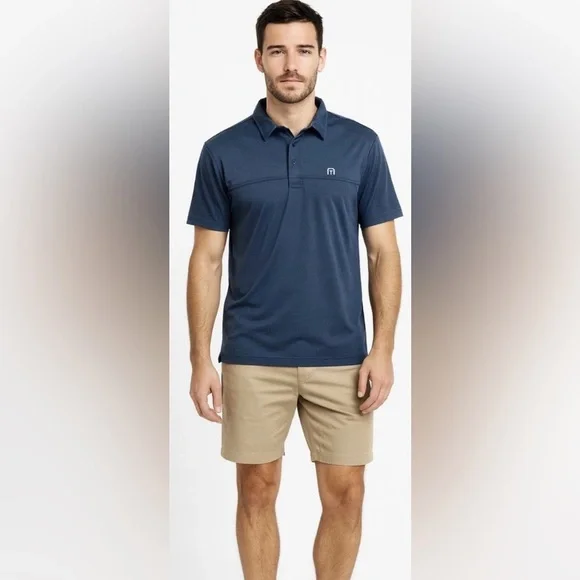 Travis Mathew Blue Golf Polo Shirt Athleticcore Country Club Athleisure 2XL - Picture 1 of 10